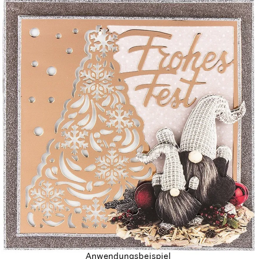 Stanzschablone, Frohes Fest 2, 14cm x 14cm, passend für gängige Stanzmaschinen