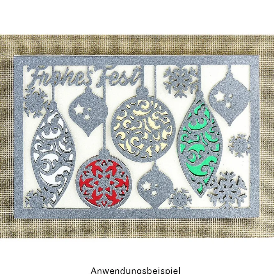 Stanzschablone, Frohes Fest 3, 9,5cm x 14,5cm