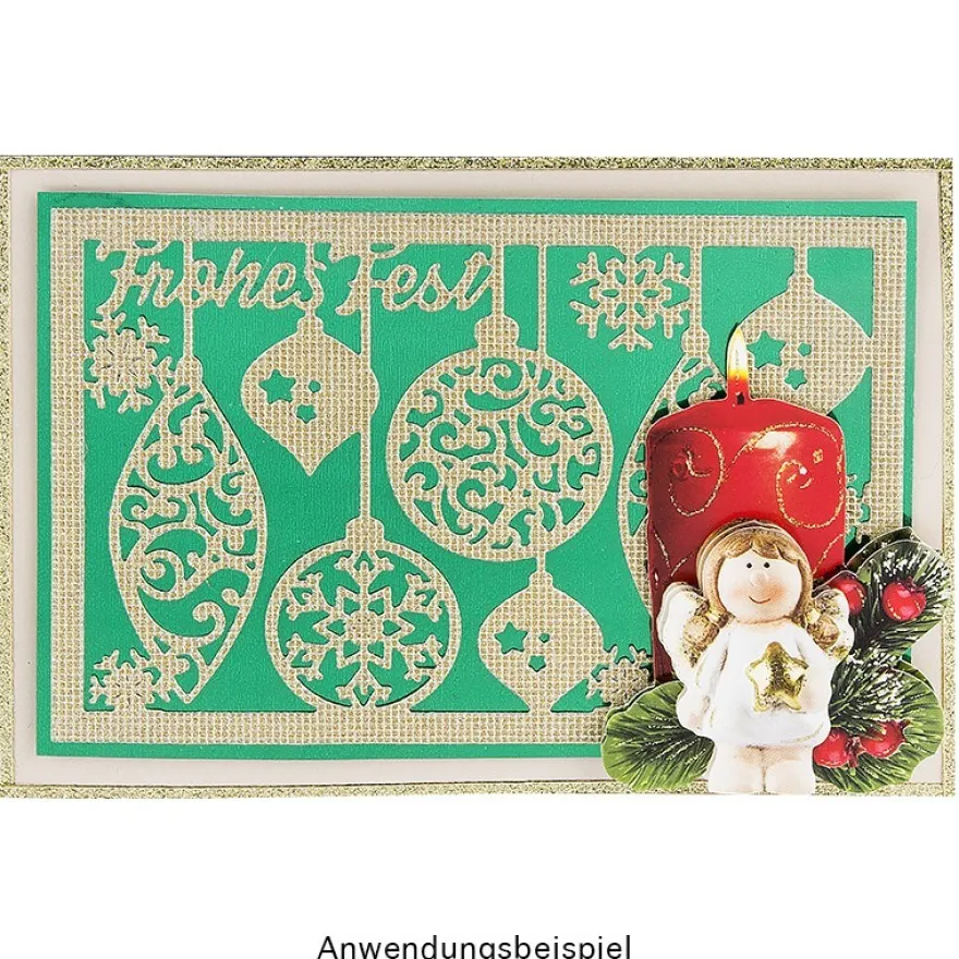 Stanzschablone, Frohes Fest 3, 9,5cm x 14,5cm