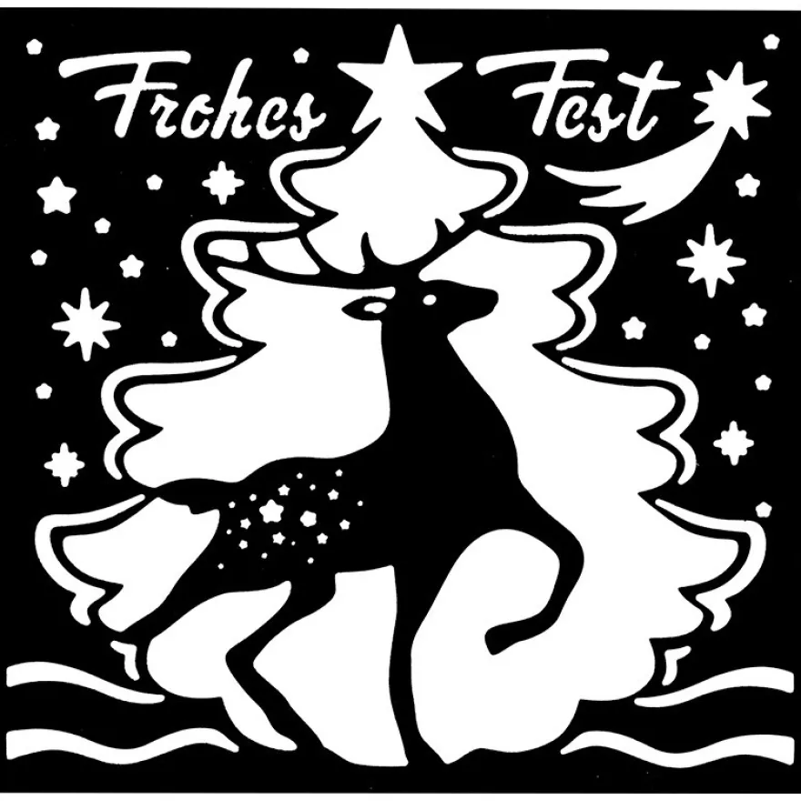 Stanzschablone, Frohes Fest 5, 14cm x 14cm