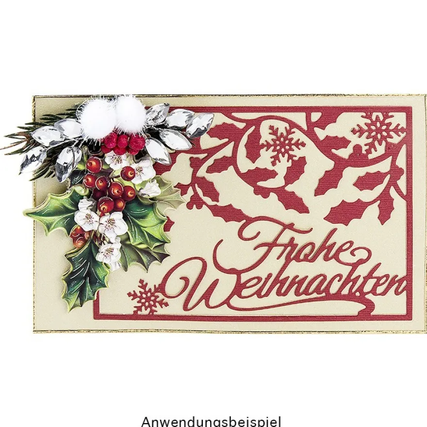 Stanzschablone, Frohe Weihnachten, 9,4cm x 14,4cm, passend für gängige Stanzmaschinen