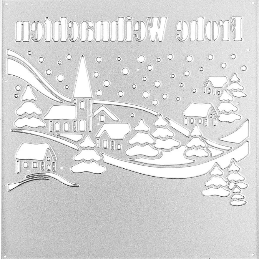 Stanzschablone, Frohe Weihnachten 3, 14cm x 14cm, passend für gängige Stanzmaschinen