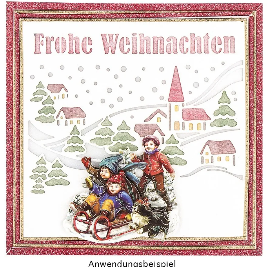 Stanzschablone, Frohe Weihnachten 3, 14cm x 14cm, passend für gängige Stanzmaschinen