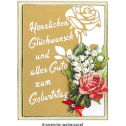 Stanzschablone, Geburtstagswünsche, 10cm x 14,5cm
