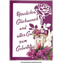 Stanzschablone, Geburtstagswünsche, 10cm x 14,5cm
