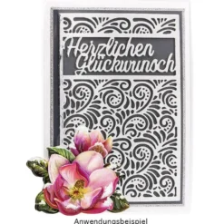 Stanzschablone, Herzlichen Glückwunsch, 9,4cm x 14,4cm