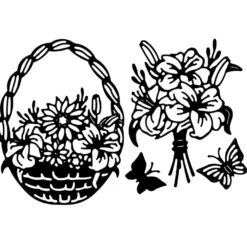 Stanzschablonen, Blumenkörbchen & Blumenstrauß, 4 Stück
