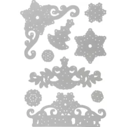Stanzschablonen, Eiskristalle & Frohes Fest, 9 Stück