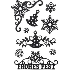 Stanzschablonen, Eiskristalle & Frohes Fest, 9 Stück