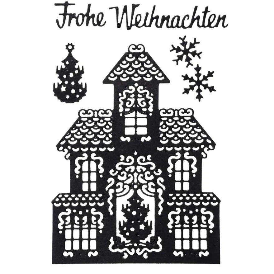 Stanzschablonen, Haus & Frohe Weihnachten, 6 Stück
