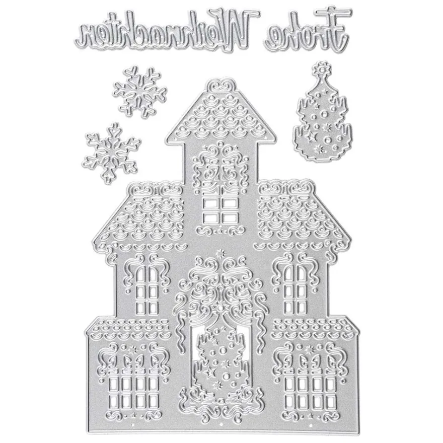 Stanzschablonen, Haus & Frohe Weihnachten, 6 Stück