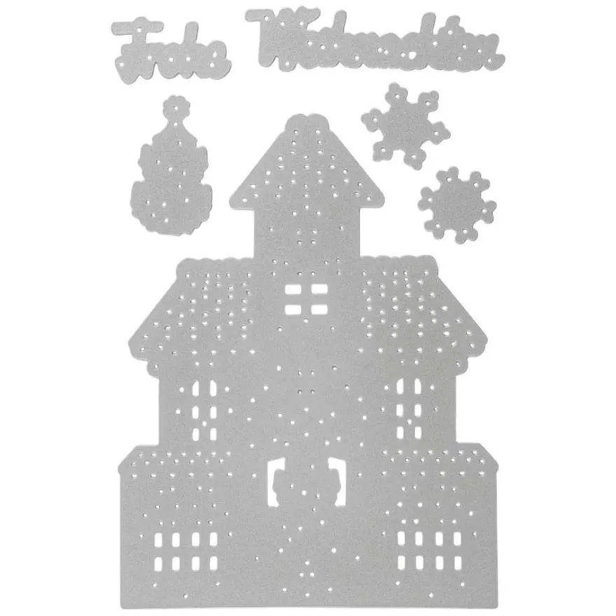 Stanzschablonen, Haus & Frohe Weihnachten, 6 Stück