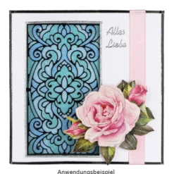 Stanzschablonen, Kartenaufleger Barockblüten, 2 Stück