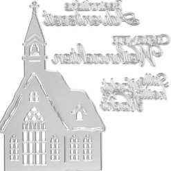 Stanzschablonen, Kirche & Weihnachtsgrüße, 4 Stück