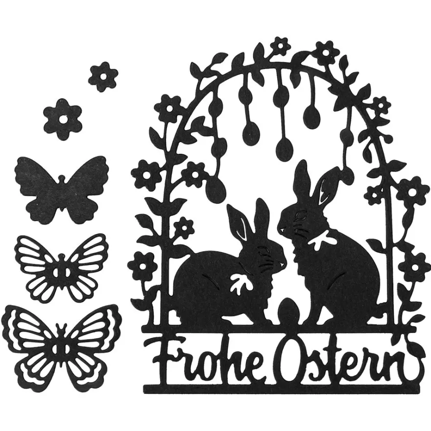 Stanzschablonen, Osterbogen mit Häschen, 6 Stück