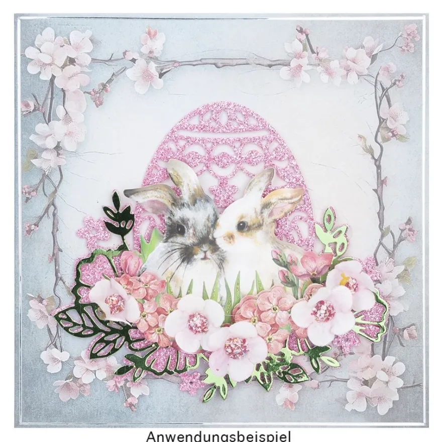 Stanzschablonen, Osterei mit Blüten, 6 Stück