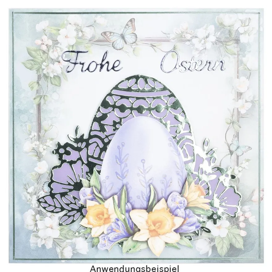 Stanzschablonen, Osterei mit Blüten, 6 Stück