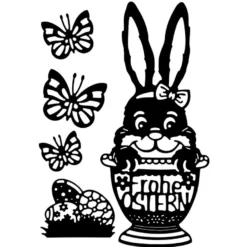 Stanzschablonen, Osterhase im Eierbecher, 5 Stück