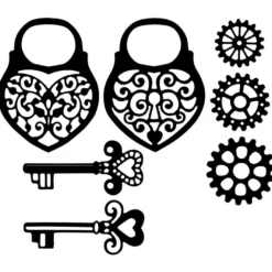 Stanzschablonen, Schlösser & Schlüssel, 7 Stück