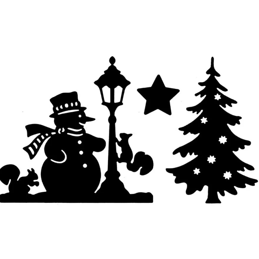 Stanzschablonen, Schneemann mit Laterne, 3 Stück
