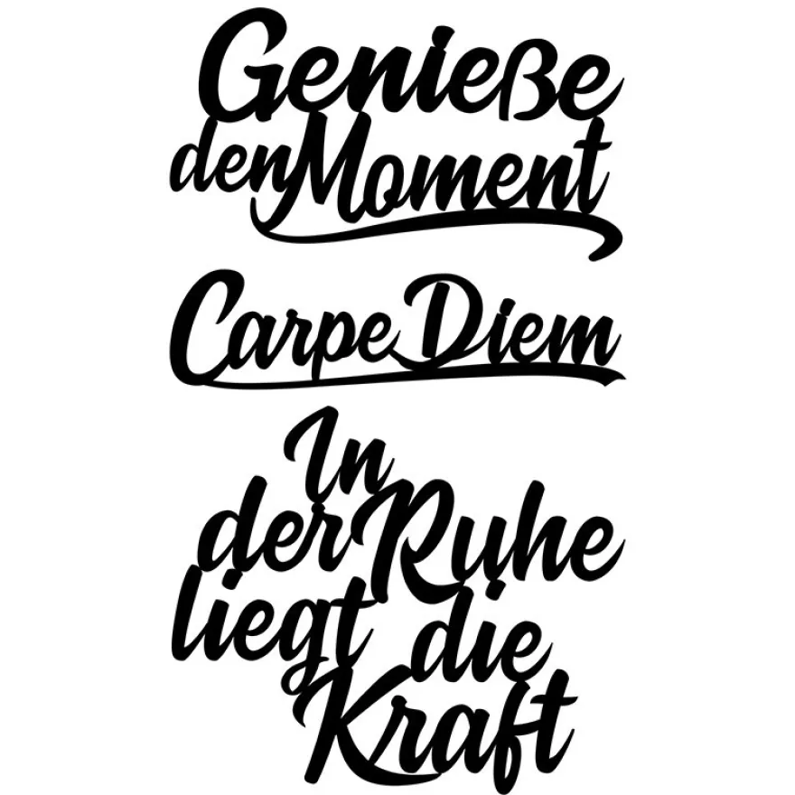 Stanzschablonen, Schriften, Carpe Diem, 2,3cm bis 8,2cm, 3 Stück