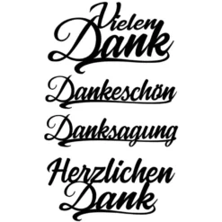 Stanzschablonen, Schriften, Danke, 2,2cm bis 8,5cm, 4 Stück
