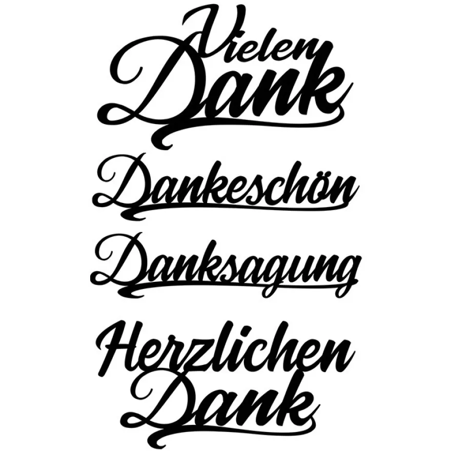 Stanzschablonen, Schriften, Danke, 2,2cm bis 8,5cm, 4 Stück