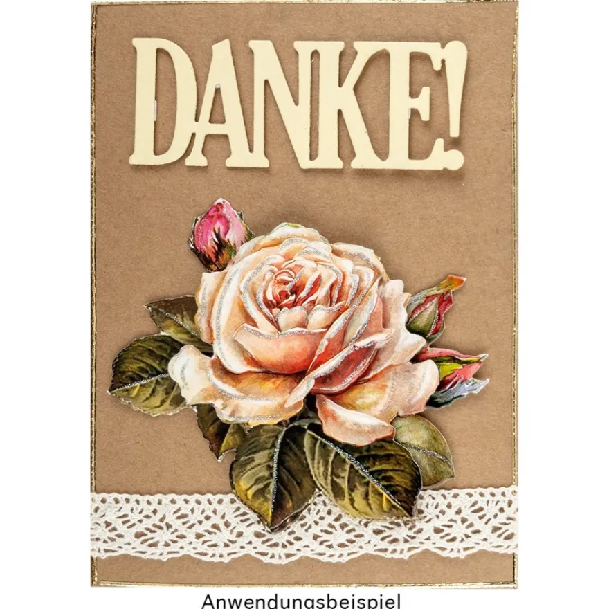 Stanzschablonen, Schriften, Danke 2, 3,5cm bis 9,5cm, 3 Stück