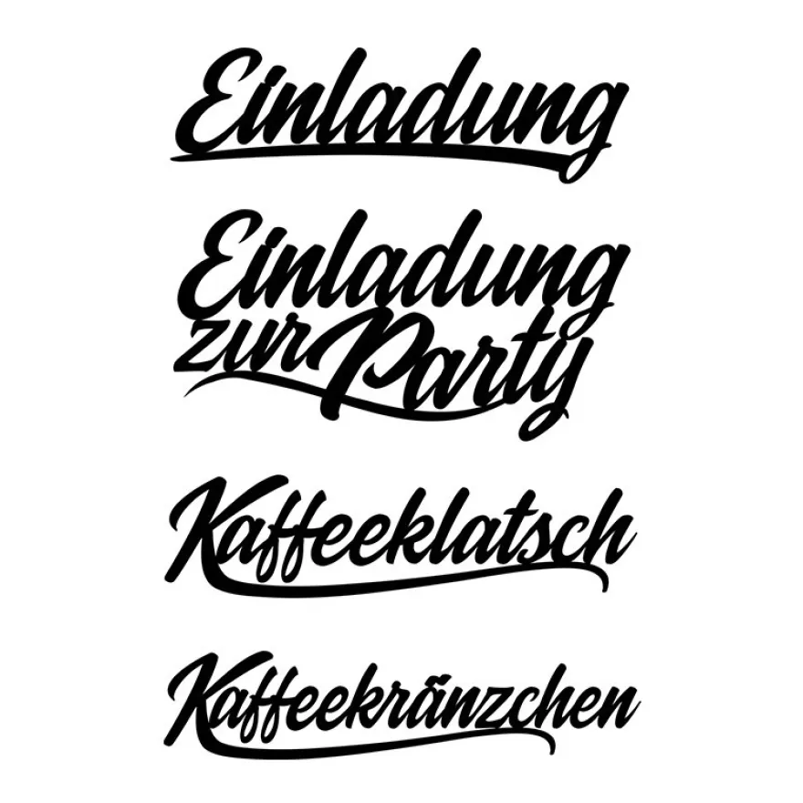 Stanzschablonen, Schriften, Einladung, 2,1cm bis 8,5cm, 4 Stück