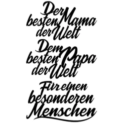Stanzschablonen, Schriften, Für Mutter & Vater, 4,5cm bis 8,2cm, 3 Stück