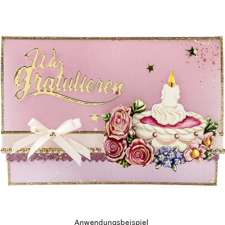 Stanzschablonen, Schriften, Glückwünsche 1, 2,4cm bis 8,3 cm, 3 Stück