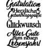 Stanzschablonen, Schriften, Geburtstagswünsche 6, 4 Stück