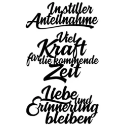 Stanzschablonen, Schriften, Kondolenz 3, 3,2cm bis 8,3cm, 3 Stück