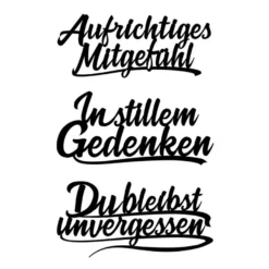 Stanzschablonen, Schriften, Kondolenz 1, 3,6cm bis 8,3cm, 3 Stück