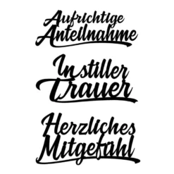 Stanzschablonen, Schriften, Kondolenz 2, 3,2cm bis 8,5cm, 3 Stück
