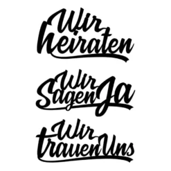 Stanzschablonen, Schriften, Zur Hochzeit 1, 3,2cm bis 8,2cm, 3 Stück