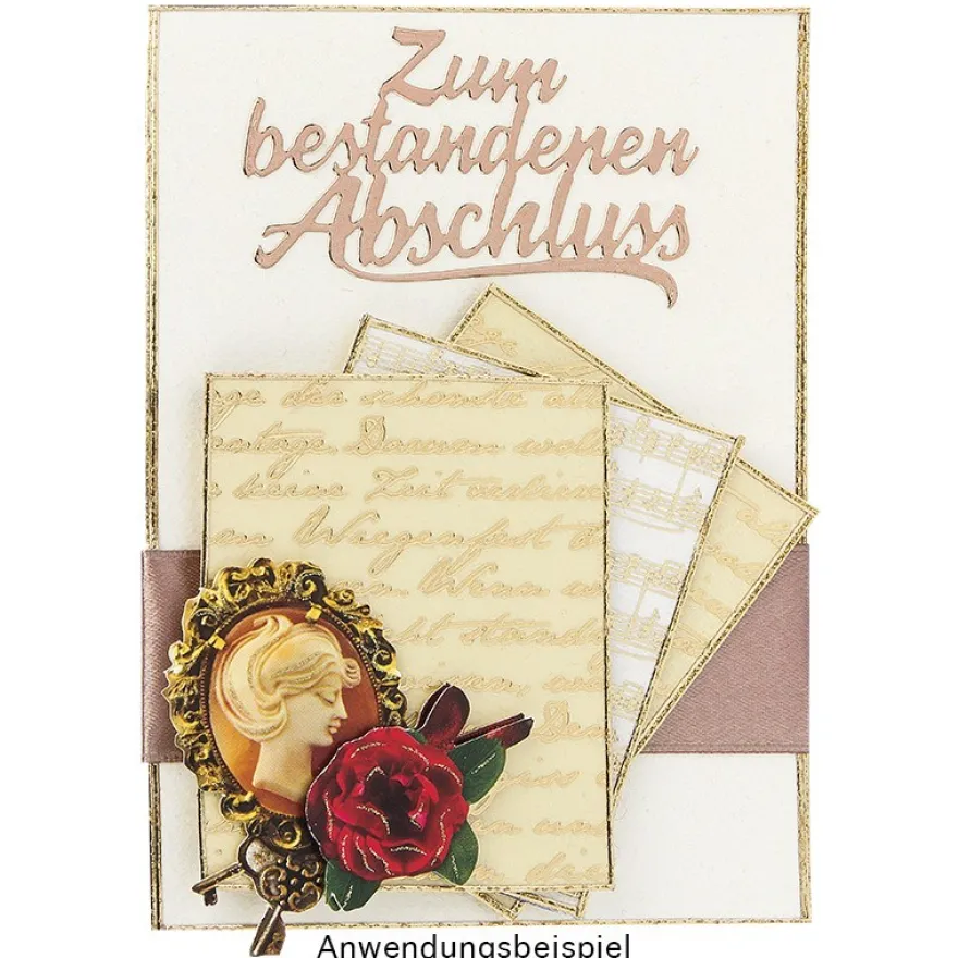 Stanzschablonen, Schriften, Zum bestandenen Abschluss, 4,4cm bis 8,1cm, 3 Stück