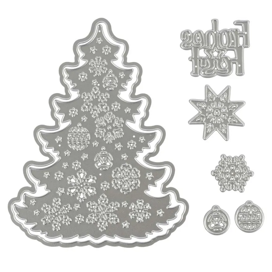 Stanzschablonen, Tannenbaum & Frohes Fest, 7 Stück