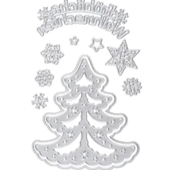 Stanzschablonen, Tannenbaum & Fröhliche Weihnachten, 10 Stück