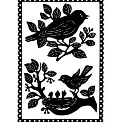 Stanzschablonen, Vögel auf Zweigen, 3 Stück