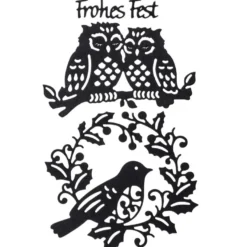 Stanzschablonen, Vögel & Frohes Fest, 4 Stück