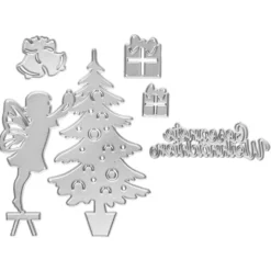 Stanzschablonen, Weihnachtsbaum & Weihnachtselfe, 5 Stück