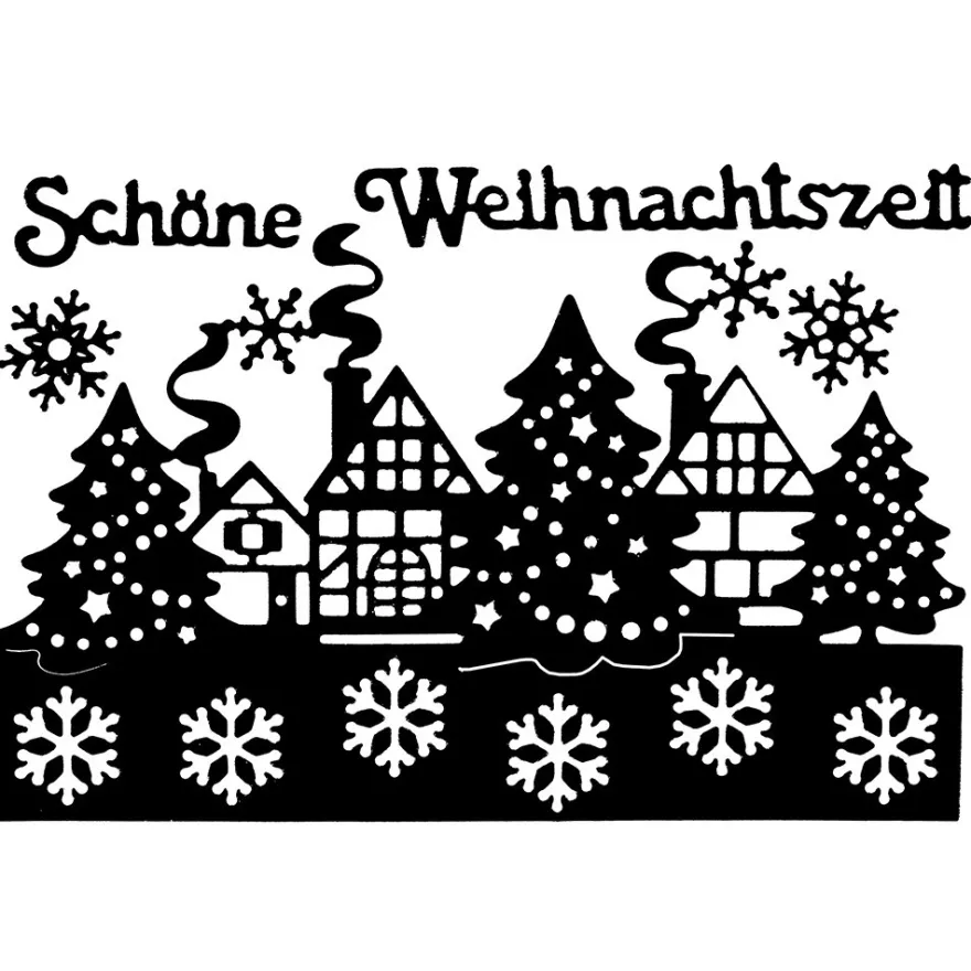 Stanzschablonen, Winterdorf, 5 Stück