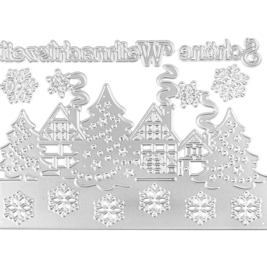 Stanzschablonen, Winterdorf, 5 Stück