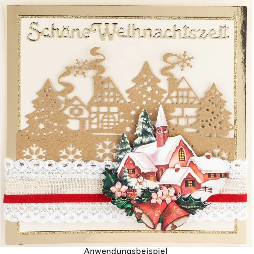 Stanzschablonen, Winterdorf, 5 Stück