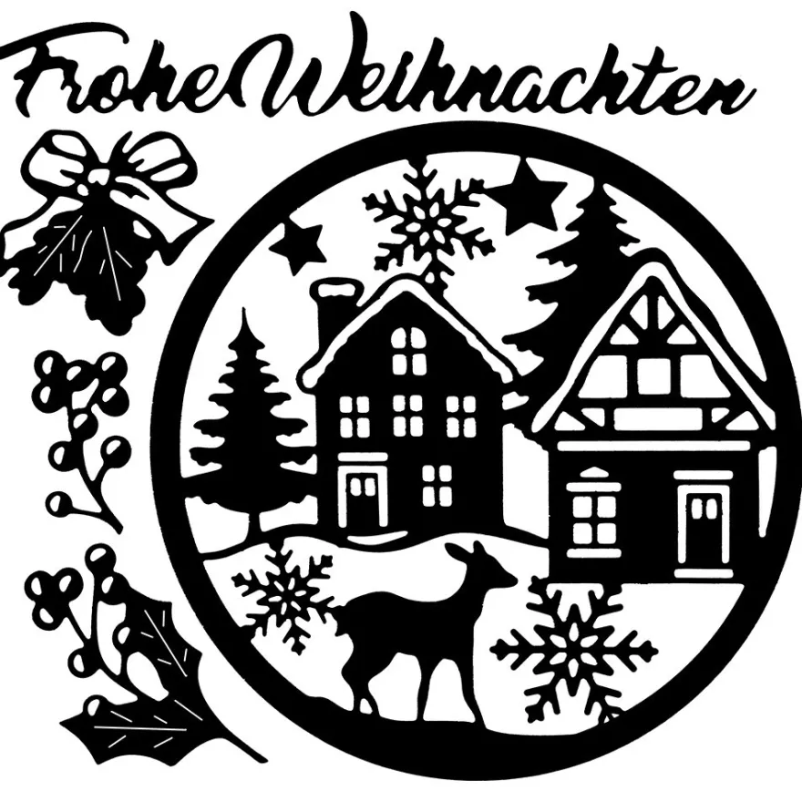 Stanzschablonen, Winterszene 1, 5 Stück