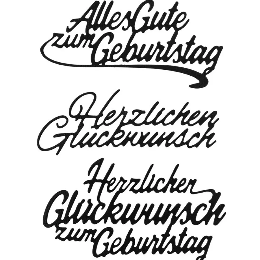 Stanzschablonen, Wünsche & Gratulationen 9, 3cm bis 8,1cm, 3 Stück