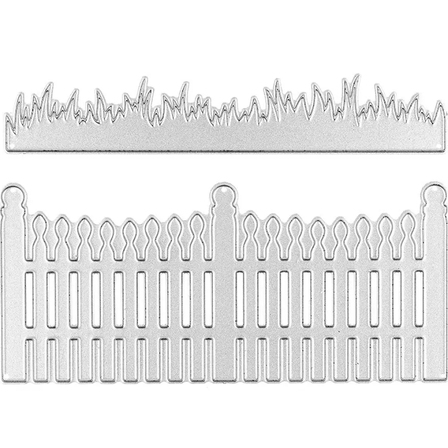 Stanzschablonen, Zaun & Gras, 10,6cm x 4,7cm, 10,6cm x 2cm, 2 Stück