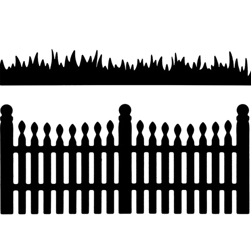 Stanzschablonen, Zaun & Gras, 10,6cm x 4,7cm, 10,6cm x 2cm, 2 Stück