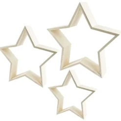 Sterne, Holzrahmen, Ø 19,5cm-30cm, 3 Stück